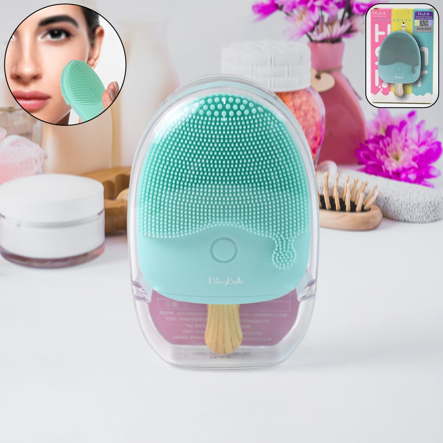 Popsicle Design Sonic Face Cleansing Brush (1 Pc)